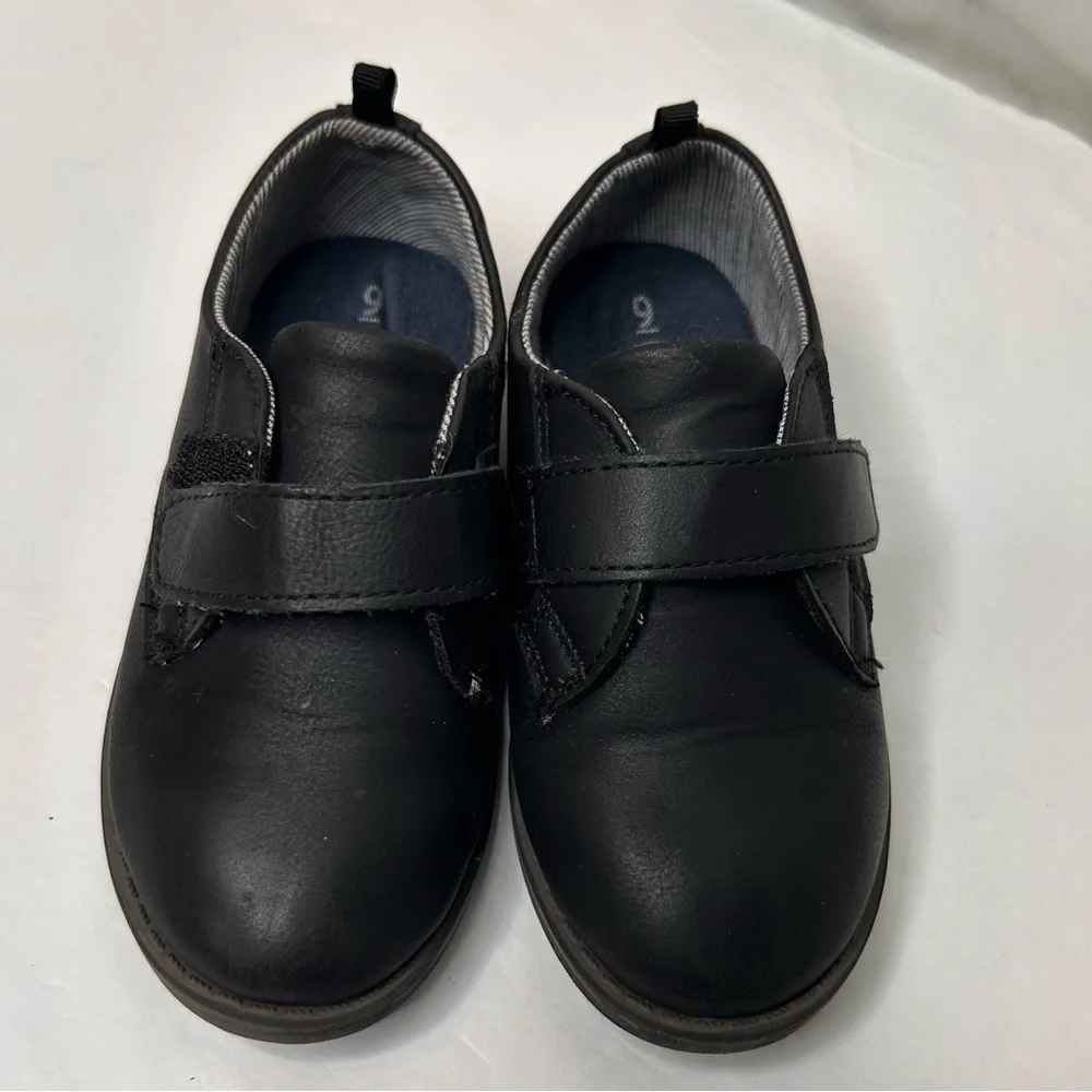 Wonder Nation Boy’s Black Dress Shoes with Velcro Straps Size 9